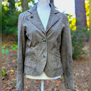 Ladies MANGO Brown Leather Jacket/Blazer Size Small